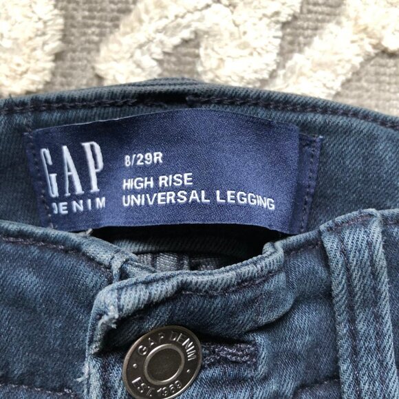 GAP DENIM, blue, high rise, stretchy, universal legging, jeans, Sz: 8/29R - Picture 3 of 9